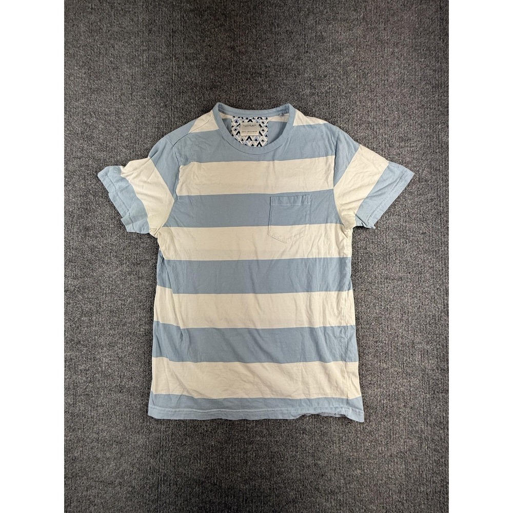 Cactus Man Shirt Mens XL Blue White Striped Pocket Crewneck Short Sleeve Tee